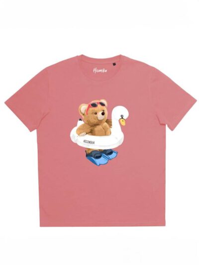 T-shirt donna More con la stampa di un orsetto con gonfiabile mare e pinne – SMD01