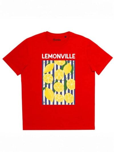 T-shirt donna More con la stampa dei limoni e la scritta "lemonville" – SMD08
