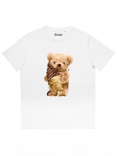 T-shirt donna More con la stampa di un orsetto con gelato – SMD06