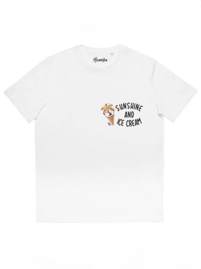 T-shirt donna More con la stampa di un cono gelato e la scritta "sunshine and ice cream" – SMD07