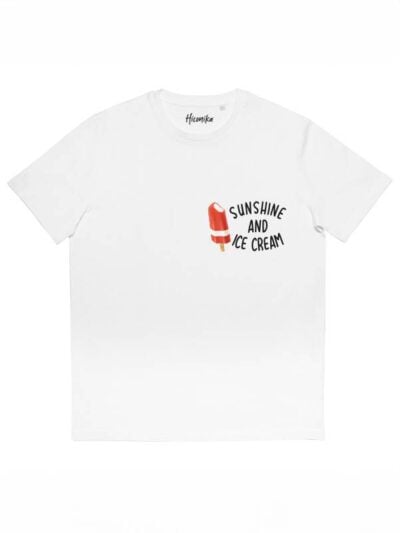 T-shirt donna More con la stampa di un gelato e la scritta "sunshine and ice cream" – SMD18