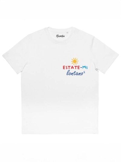 T-shirt donna More con la stampa di un sole e la scritta "estate-mi lontano" – SMD23