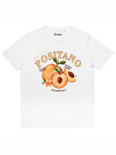 T-shirt donna More con la stampa delle pesche e la scritta "Positano" – SMD29