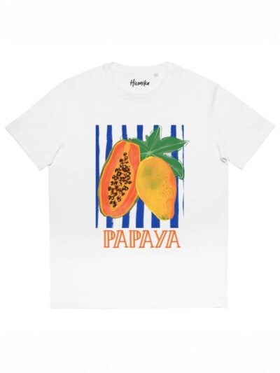 T-shirt donna More con la stampa di una papaya e la scritta "papaya" – SMD36