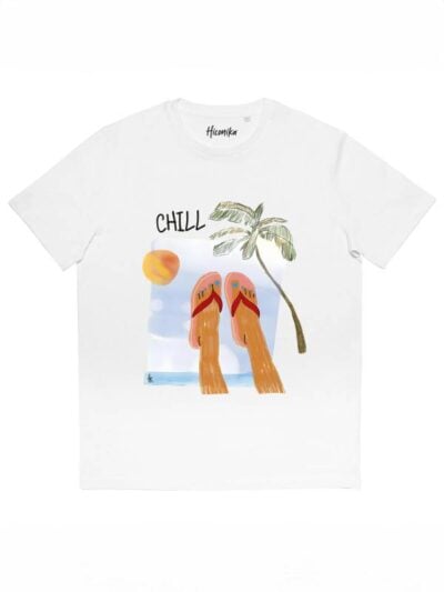 T-shirt donna More con la stampa tropical e la scritta "chill" – SMD43