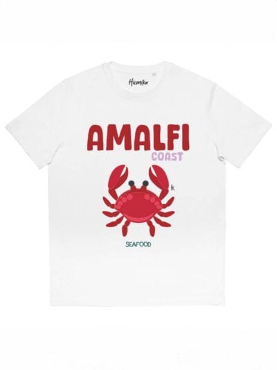 T-shirt donna More con la stampa di un granchio e la scritta "Amalfi coast" – SMD48
