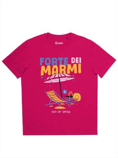 T-shirt donna More con la stampa di una sdraio, un ombrello e la scritta "Forte dei marmi" – SMD45
