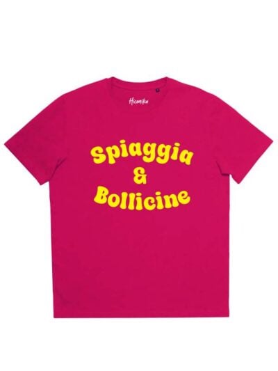 T-shirt donna More con la scritta "spiaggia & bollicine" – SMD09