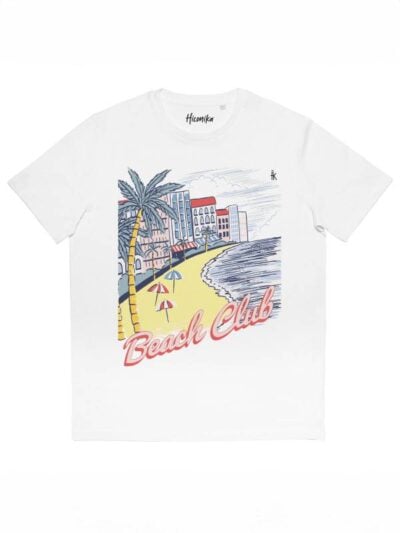 T-shirt uomo More con la stampa di una spiaggia e la scritta "beach club" – SMU02