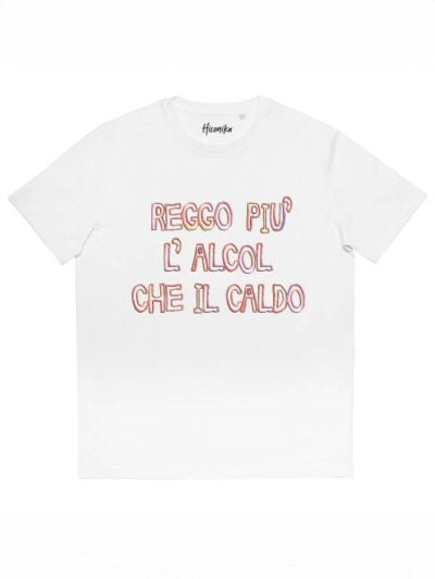 T-shirt uomo More con la scritta "reggo più l'alcool che il caldo" – SMU13