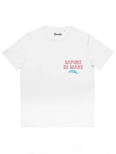 T-shirt uomo More con la stampa delle onde del mare e la scritta "sapore di mare" – SMU24