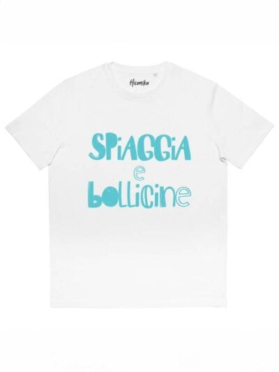 T-shirt uomo More con la scritta "spiaggia e bollicine" – SMU28