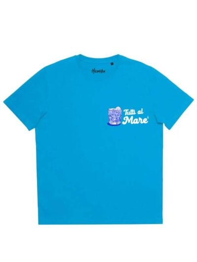 T-shirt uomo More con la stampa di un cocktail e la scritta "tutti al mare" – SMU21