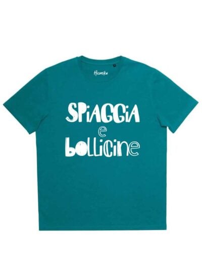 T-shirt uomo More con la scritta "spiaggia e bollicine" – SMU28