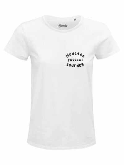 T-Shirt donna Glam con la scritta “Houston passami Lourdes” in glitter – D252