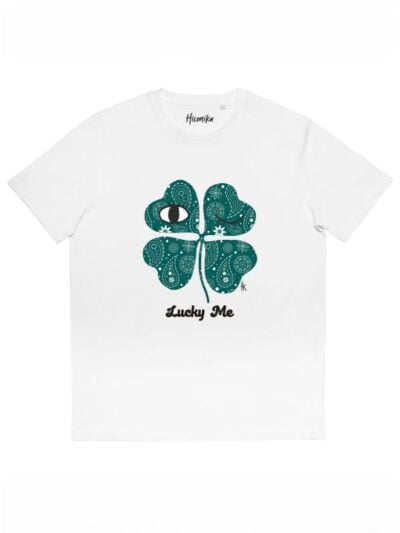 T-shirt donna More con un quadrifoglio e la scritta “lucky me” – SMD56