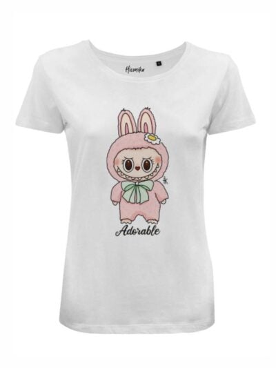 T-shirt donna Lady 2.0 con un pupazzo e la scritta "adorable" – BDD154