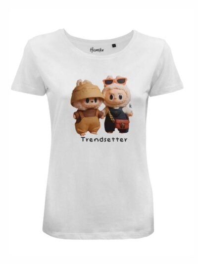 T-shirt donna Lady 2.0 con due pupazzi e la scritta "trend setter" – BDD155