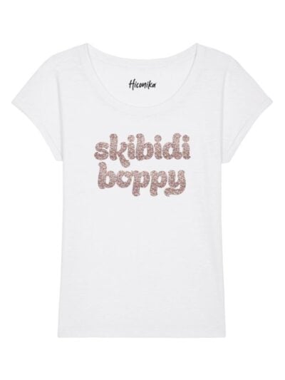 T-Shirt donna Chic con la scritta “Skibidiboppy” in glitter – CHIC123