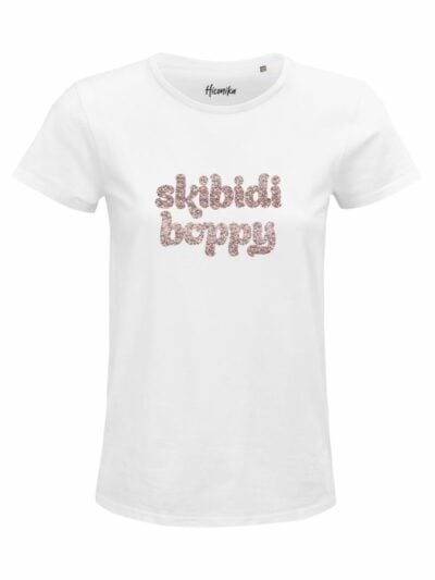 T-Shirt donna Glam con la scritta “Skibidiboppy” in glitter – D256