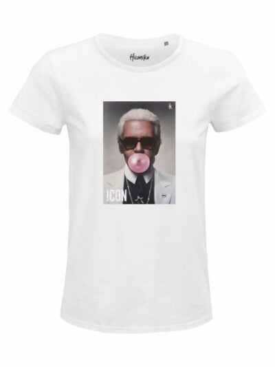 T-Shirt donna Glam con stampa fashion e la scritta “icon” in glitter – D271