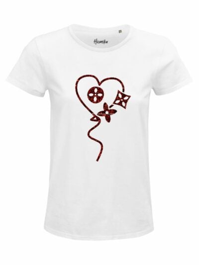 T-Shirt donna Glam con un cuore in glitter – D289