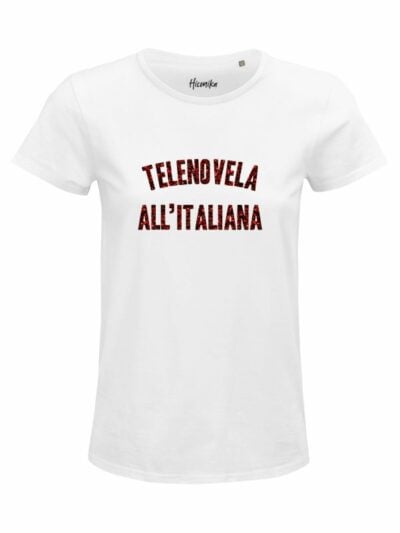 T-Shirt donna Glam con la scritta “telenovela all'italiana” in glitter – D306