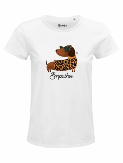 T-Shirt donna Glam con un bassotto e la scritta “Empathie” – GB009