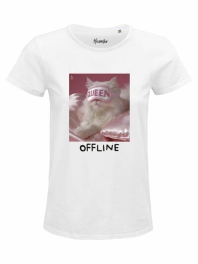 T-Shirt donna Glam con un gatto e la scritta “offline” – GB010