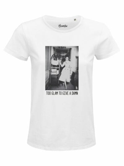 T-Shirt donna Glam con stampa vintage e la scritta “too glam to give a damn” – GB018