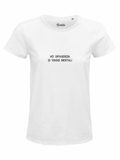 T-Shirt donna Glam con la scritta “ho un'agenzia di viaggi mentali” – GB021