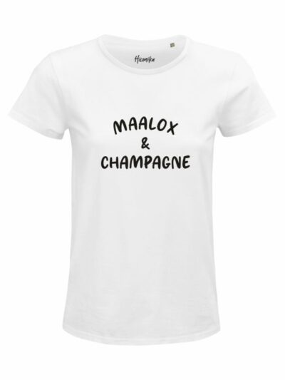T-Shirt donna Glam con la scritta “maalox and champagne” – GB023