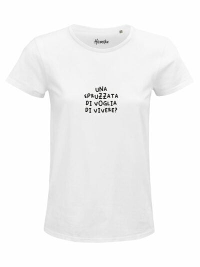 T-Shirt donna Glam con la scritta “una spruzzata di voglia di vivere?” – GB028