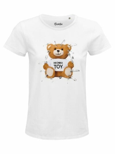 T-Shirt donna Glam con un orsetto e la scritta “hiconika toy” – GB034