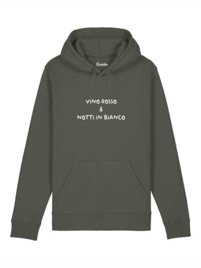 Felpa uomo Echo con la scritta in patch a rilievo "vino rosso e notti in bianco" - ECH10
