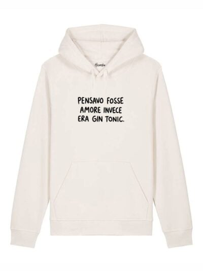 Felpa uomo Echo con la scritta in patch a rilievo "pensavo fosse amore invece era gin tonic" - ECH03