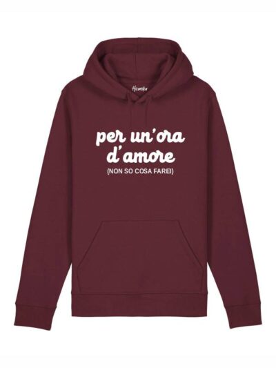 Felpa uomo Echo con la scritta in patch a rilievo "per un'ora d'amore non so cosa farei" - ECH13