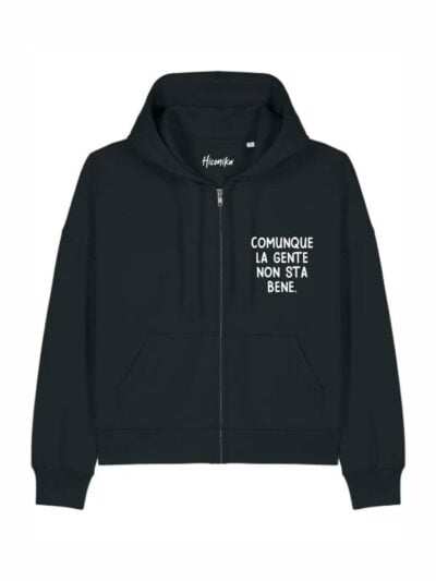 Felpa donna Luce con la scritta “comunque la gente non sta bene” in patch - FC002