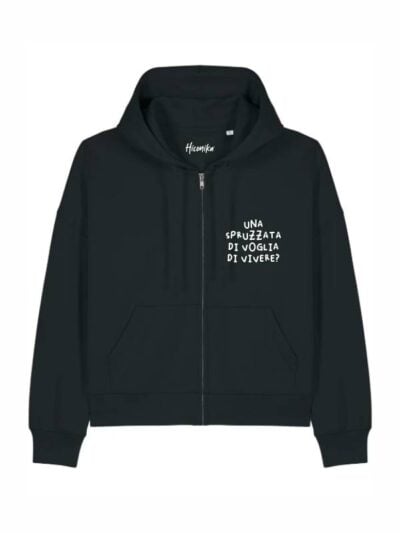 Felpa donna Luce con la scritta “una spruzzata di voglia di vivere?” in patch - FC010