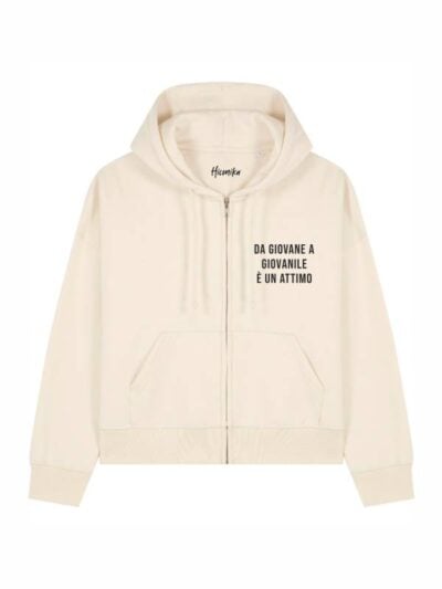Felpa donna Luce con la scritta “da giovane e giovanile è un attimo” in patch - FC017
