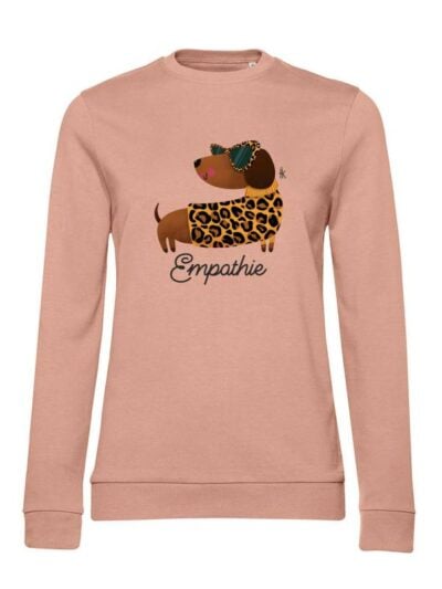 Felpa donna leggera Sidney con un bassotto e la scritta “Empathie” in patch - FS009