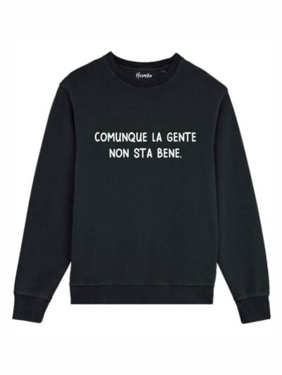 Felpa donna scamosciata leggera Fiamma con la scritta “comunque la gente non sta bene” in patch - FF008
