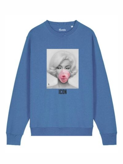 Felpa donna scamosciata leggera Fiamma con Marilyn Monroe e la scritta “icon” in patch - FF025