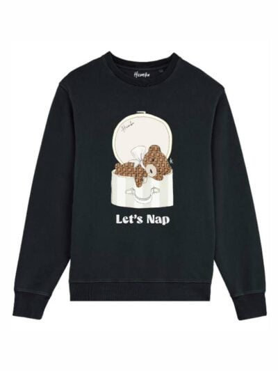 Felpa donna scamosciata leggera Fiamma con un orsetto e la scritta “let's nap” in glitter - FF044