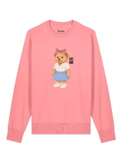 Felpa donna scamosciata leggera Fiamma con un orsetto e la scritta “hcnk” in patch - FF047