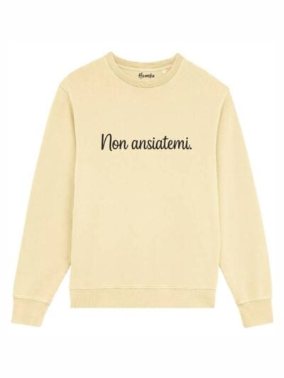 Felpa donna scamosciata leggera Fiamma con la scritta “non ansiatemi” in patch - FF006