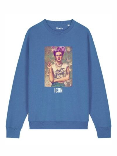 Felpa donna scamosciata leggera Fiamma con Frida Kahlo e la scritta “icon” in patch - FF041
