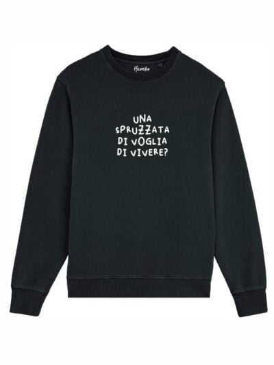 Felpa uomo scamosciata leggera Fiamma con la scritta in patch a rilievo "una spruzzata di voglia di vivere?" - FFU07