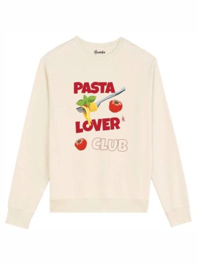 Felpa uomo scamosciata leggera Fiamma con una forchetta, dei pomodori e la scritta "pasta lover club" - FFU18