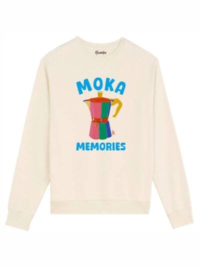 Felpa uomo scamosciata leggera Fiamma con una moka e la scritta in patch a rilievo "moka memories" - FFU23